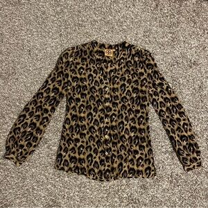 Tory Burch leopard cheetah silk blouse 0
